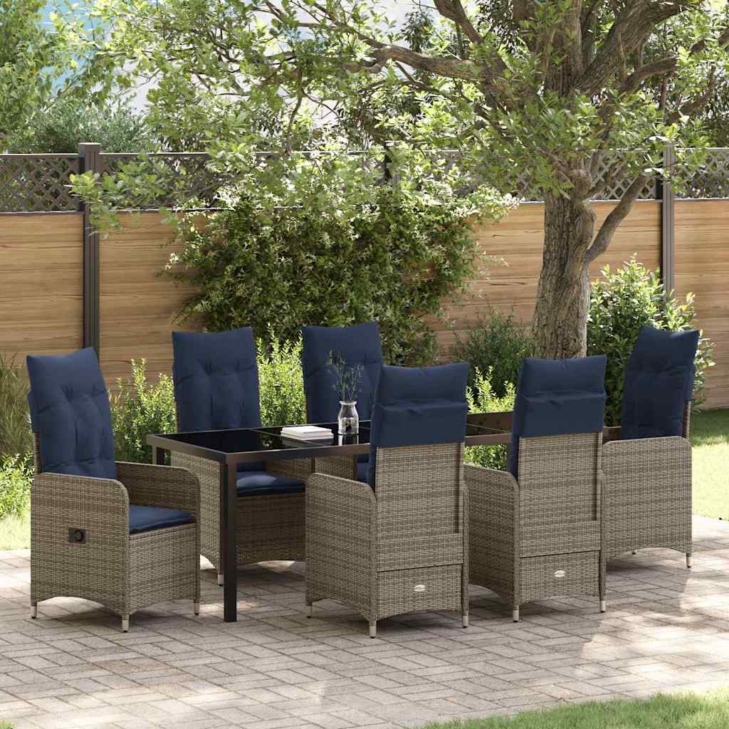 vidaXL Conjunto de Comedor de Jardín 7 uds. Negro ratán sintético