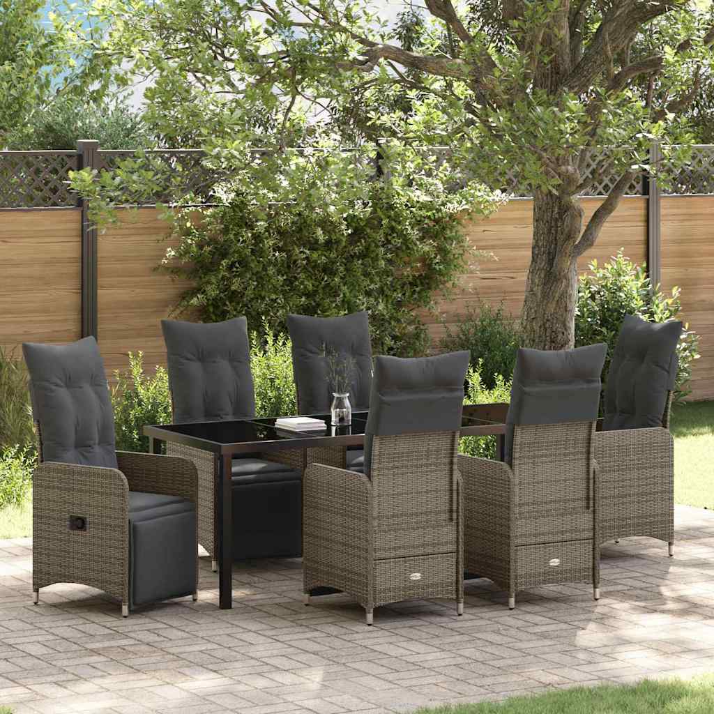 vidaXL Conjunto de Comedor de Jardín 7 uds. Beige ratán sintético
