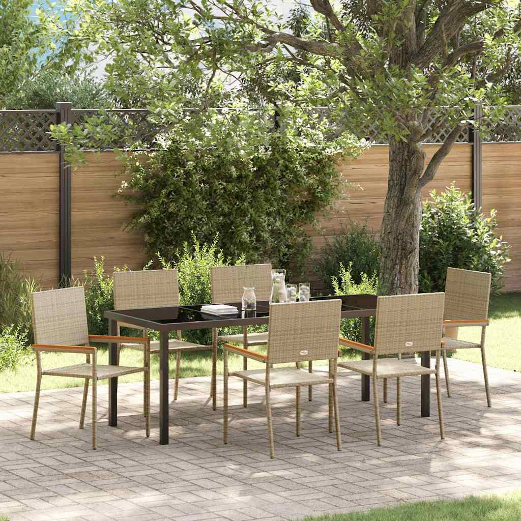 vidaXL Conjunto de Comedor de Jardín 7 uds. Beige ratán sintético