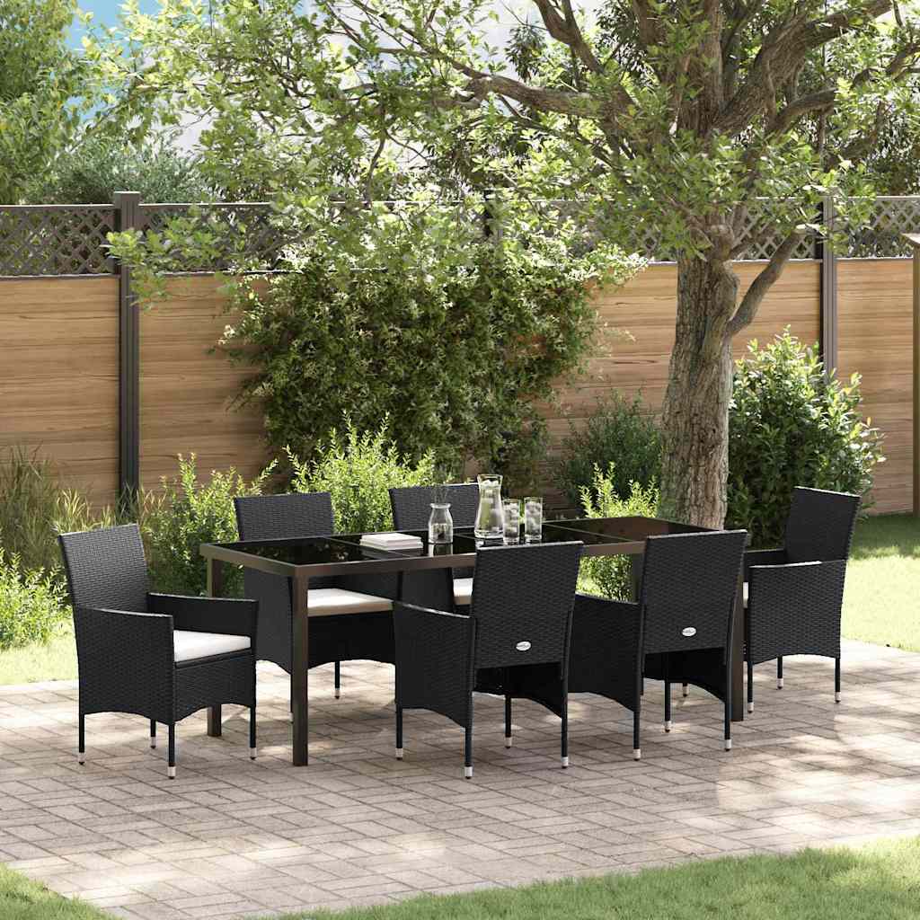 vidaXL Conjunto de Comedor de Jardín 7 uds. Negro ratán sintético