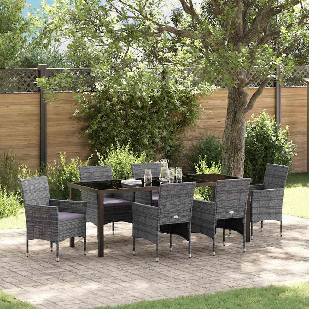 vidaXL Conjunto de Comedor de Jardín 7 uds. Gris ratán sintético