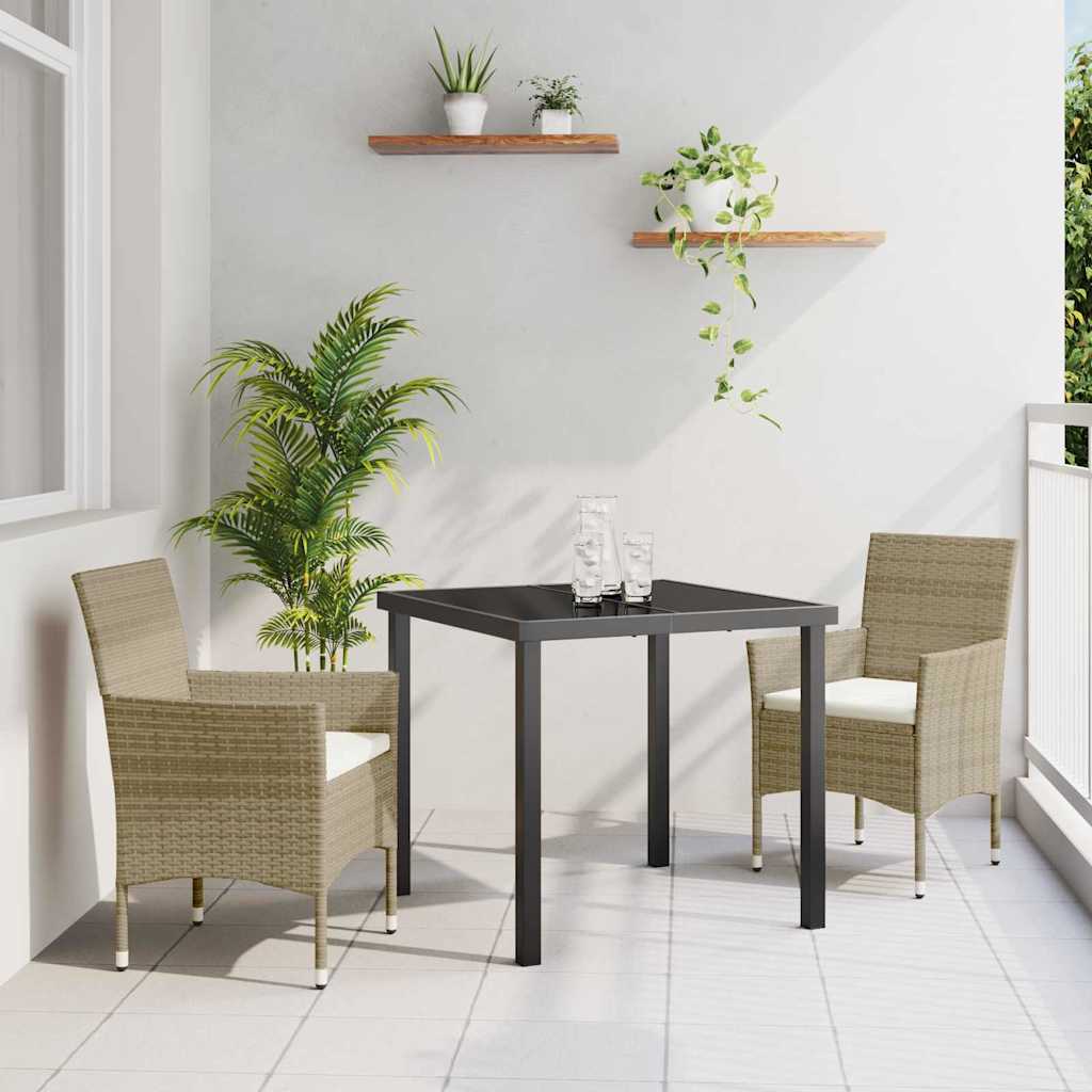 vidaXL Conjunto de Comedor de Jardín 3 uds. Beige ratán sintético