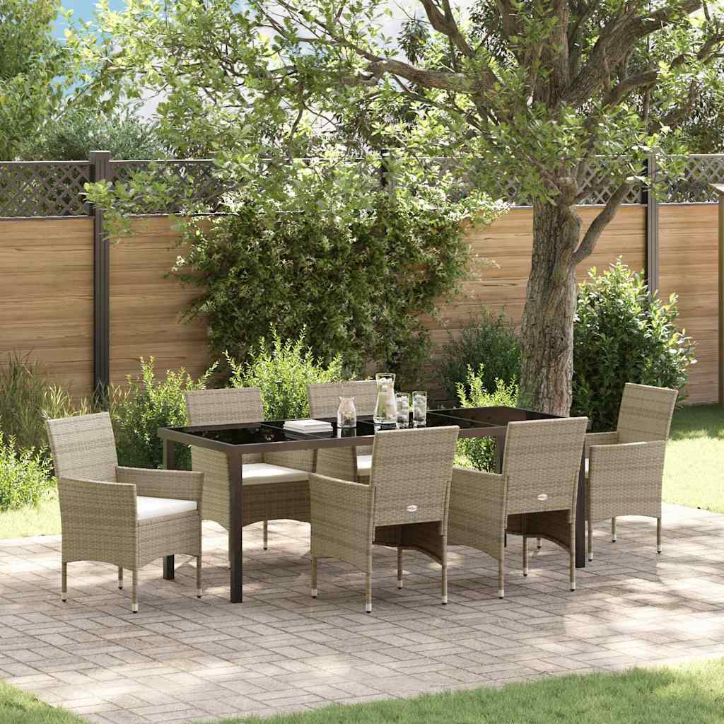 vidaXL Conjunto de Comedor de Jardín 7 uds. Beige ratán sintético