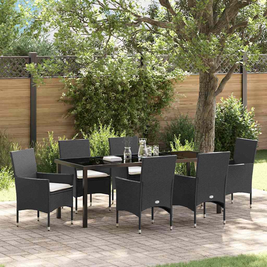 vidaXL Conjunto de Comedor de Jardín 7 uds. Negro ratán sintético