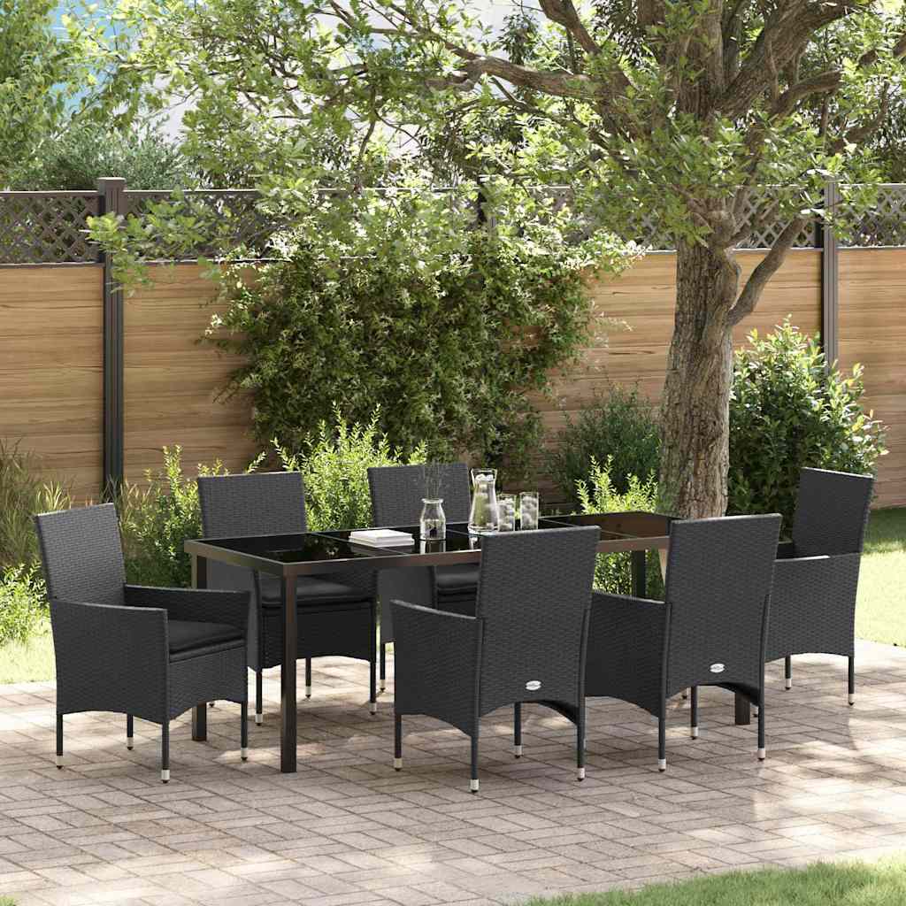 vidaXL Conjunto de Comedor de Jardín 7 uds. Negro ratán sintético