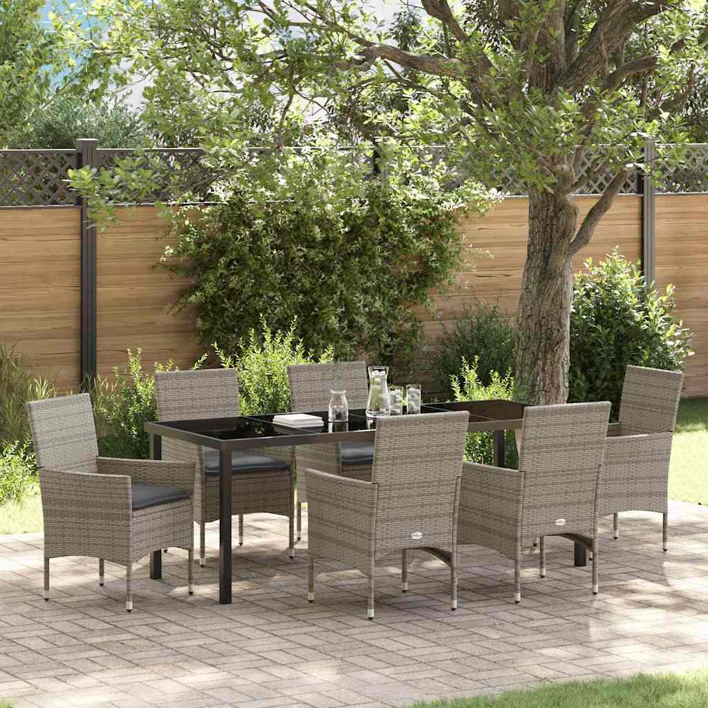 vidaXL Conjunto de Comedor de Jardín 7 uds. Gris ratán sintético