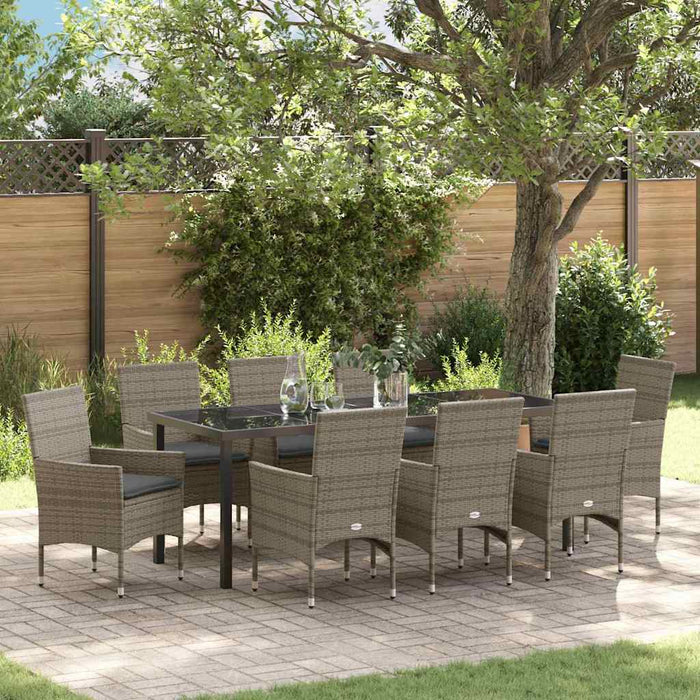 vidaXL Conjunto de Comedor de Jardín 9 uds. Gris ratán sintético