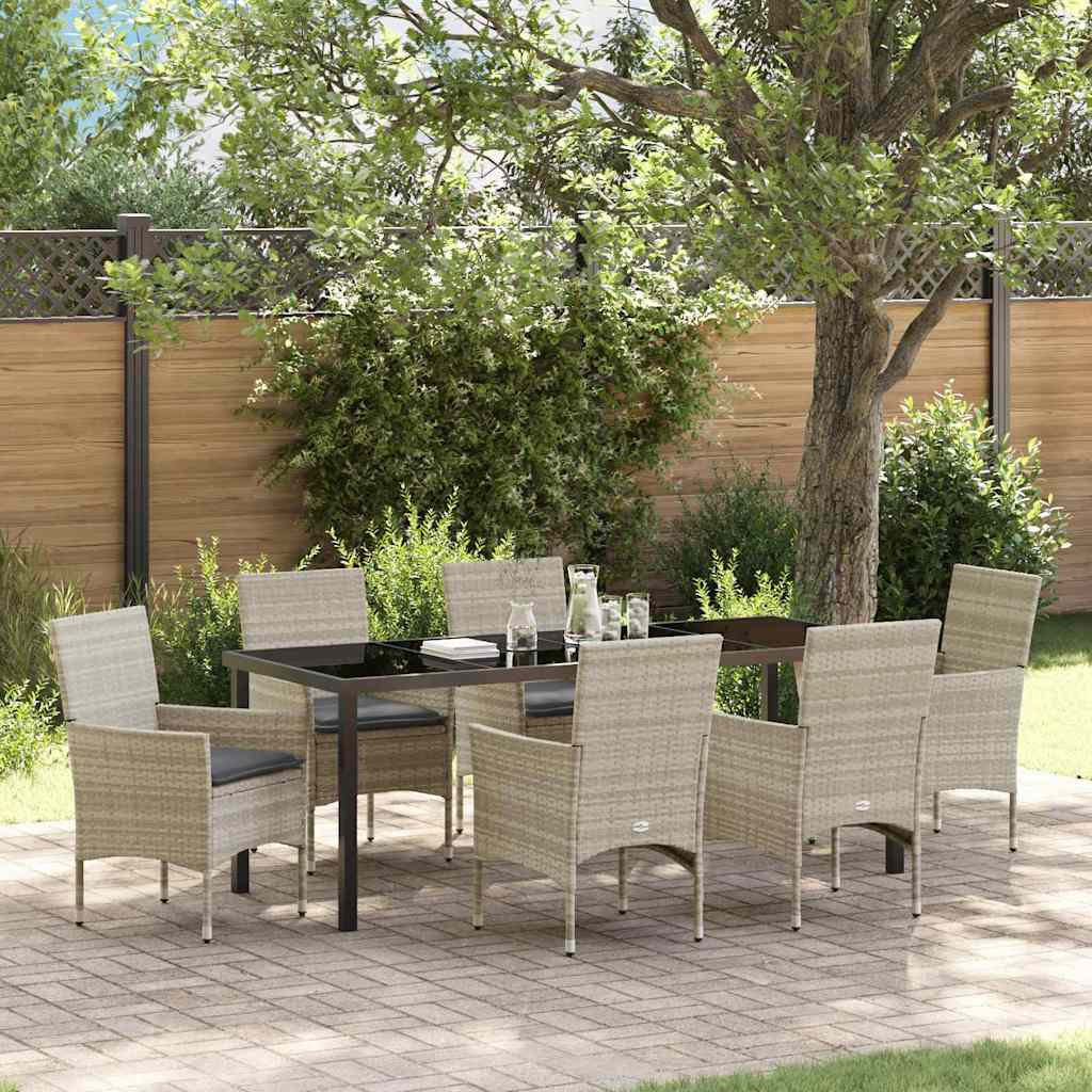 vidaXL Conjunto de Comedor de Jardín 7 uds. Gris Claro ratán sintético