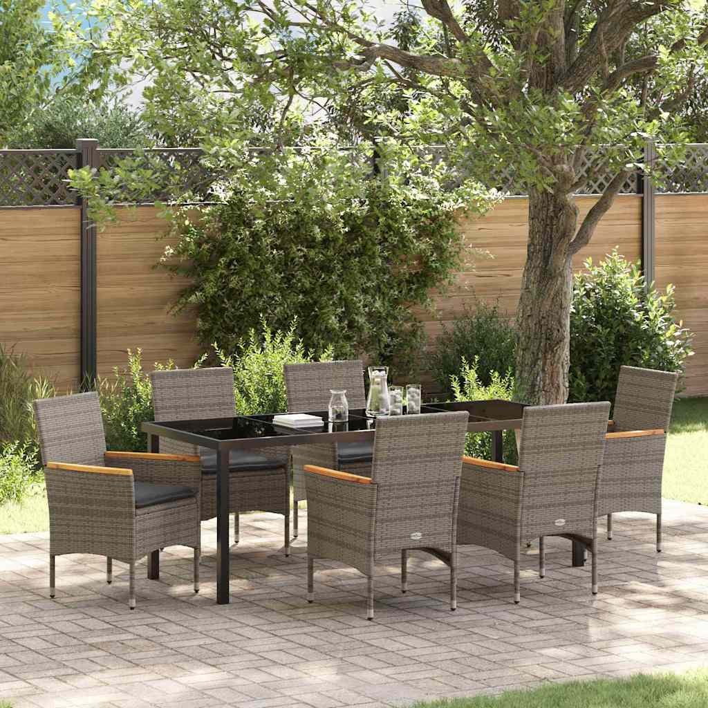 vidaXL Conjunto de Comedor de Jardín 7 uds. Gris ratán sintético