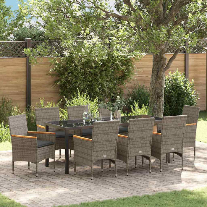 vidaXL Conjunto de Comedor de Jardín 9 uds. Gris ratán sintético