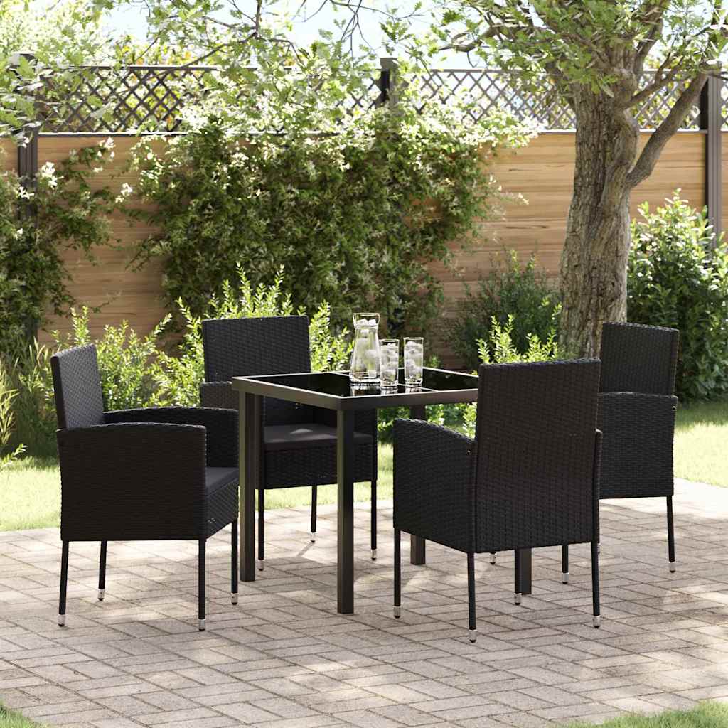 vidaXL Conjunto de Comedor de Jardín 5 uds. Negro ratán sintético