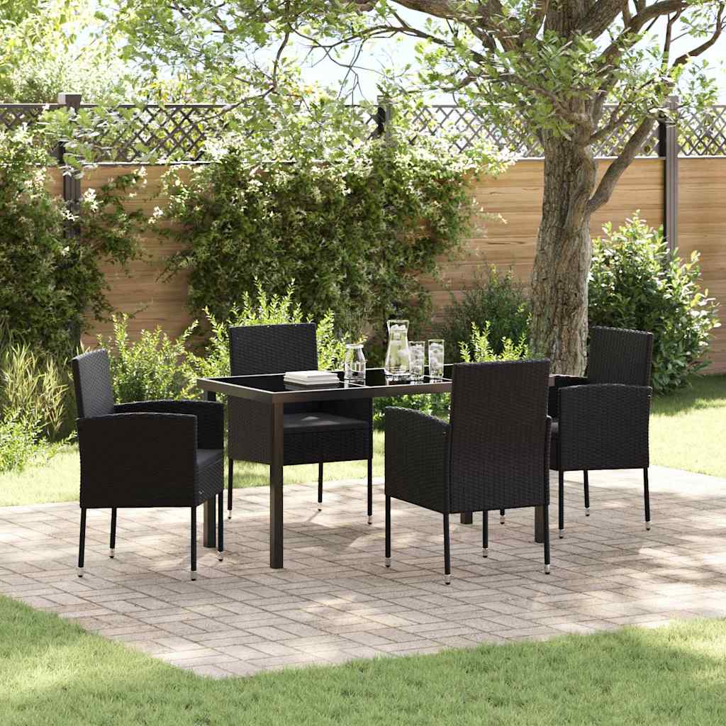 vidaXL Conjunto de Comedor de Jardín 5 uds. Negro ratán sintético