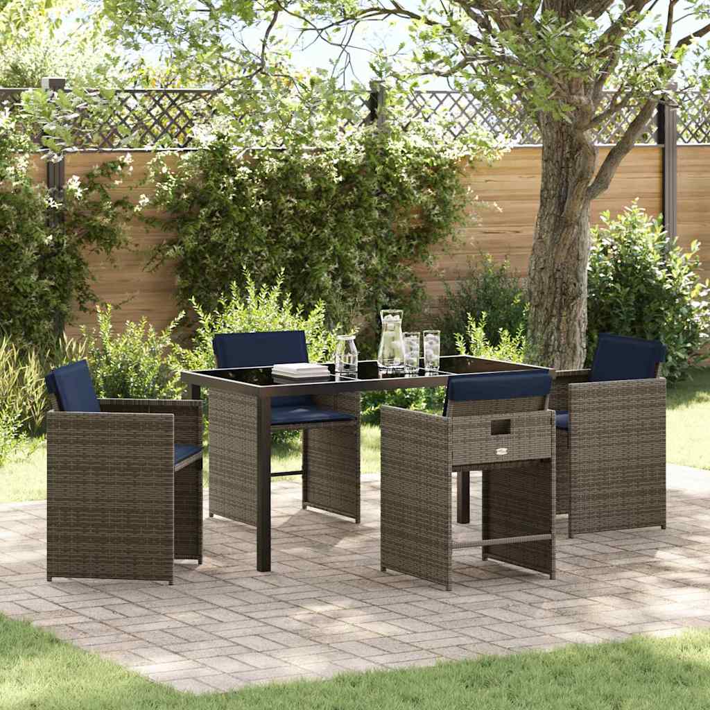vidaXL Conjunto de Comedor de Jardín 5 uds. Gris ratán sintético