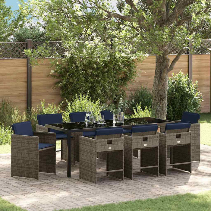 vidaXL Conjunto de Comedor de Jardín 9 uds. Gris ratán sintético