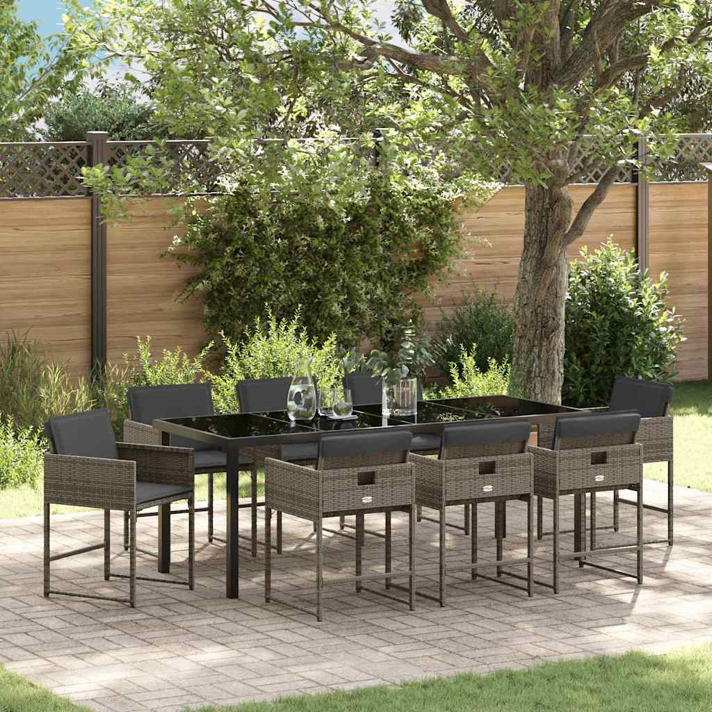 vidaXL Conjunto de Comedor de Jardín 9 uds. Gris ratán sintético