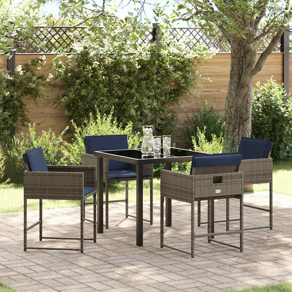 vidaXL Conjunto de Comedor de Jardín 5 uds. Gris ratán sintético