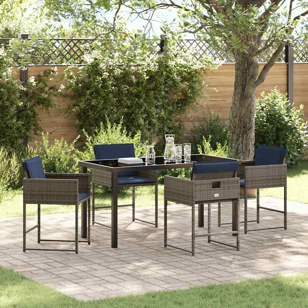vidaXL Conjunto de Comedor de Jardín 5 uds. Gris ratán sintético
