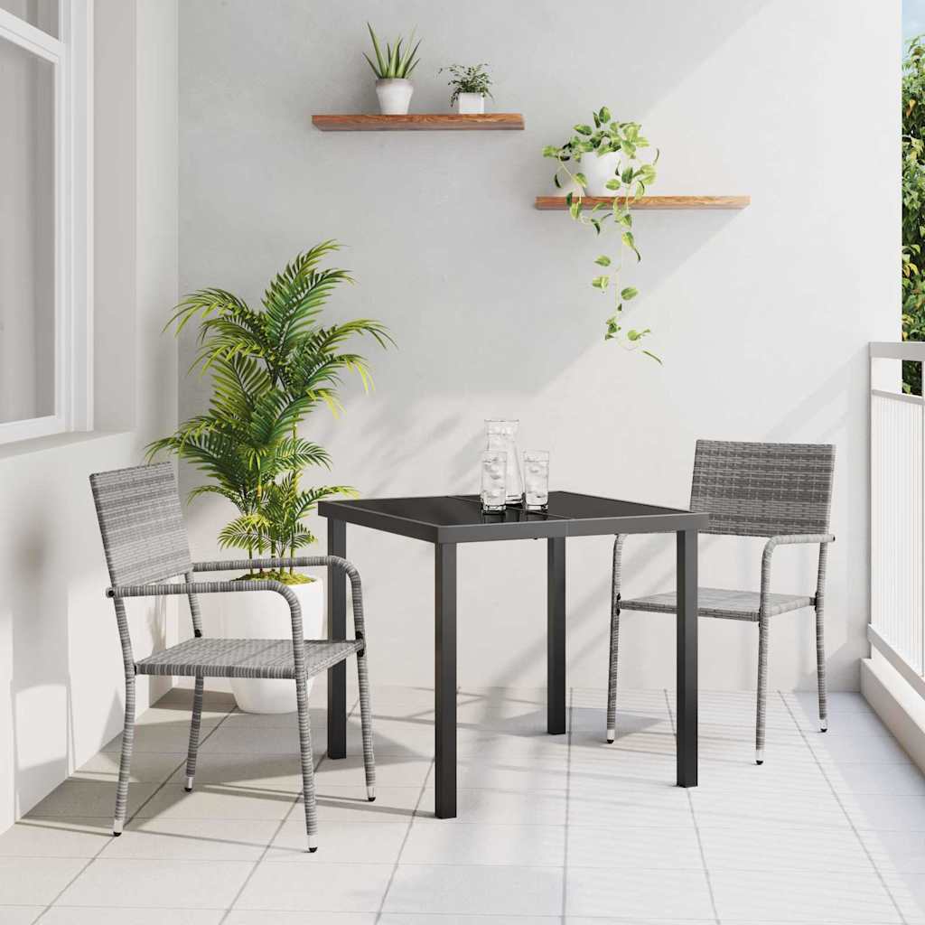 vidaXL Conjunto de Comedor de Jardín 3 uds. Gris ratán sintético