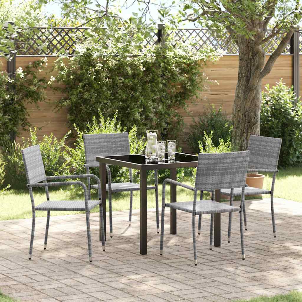 vidaXL Conjunto de Comedor de Jardín 5 uds. Gris ratán sintético