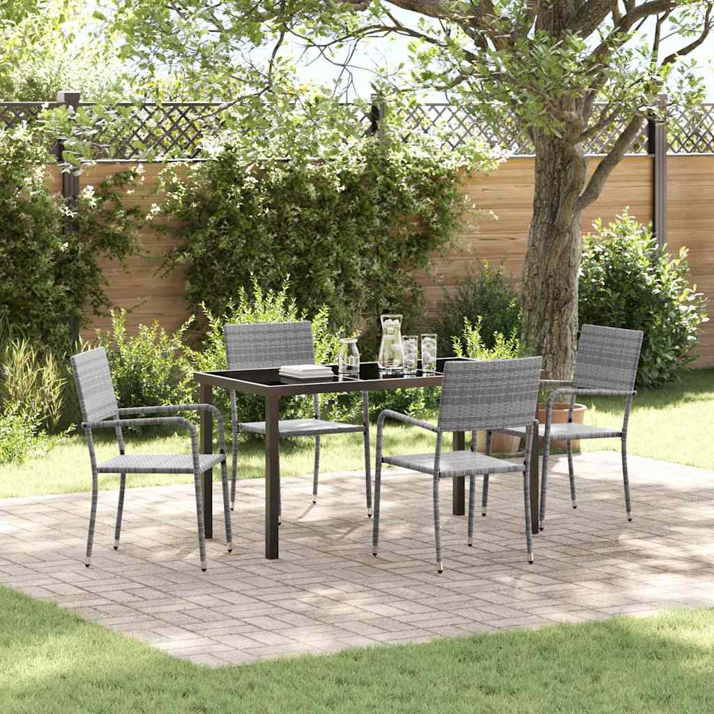 vidaXL Conjunto de Comedor de Jardín 5 uds. Gris ratán sintético