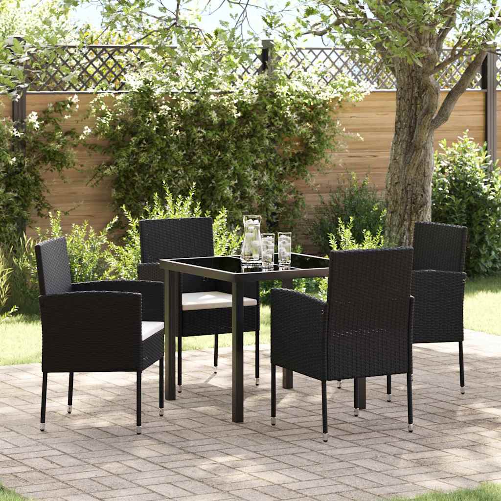 vidaXL Conjunto de Comedor de Jardín 5 uds. Negro ratán sintético