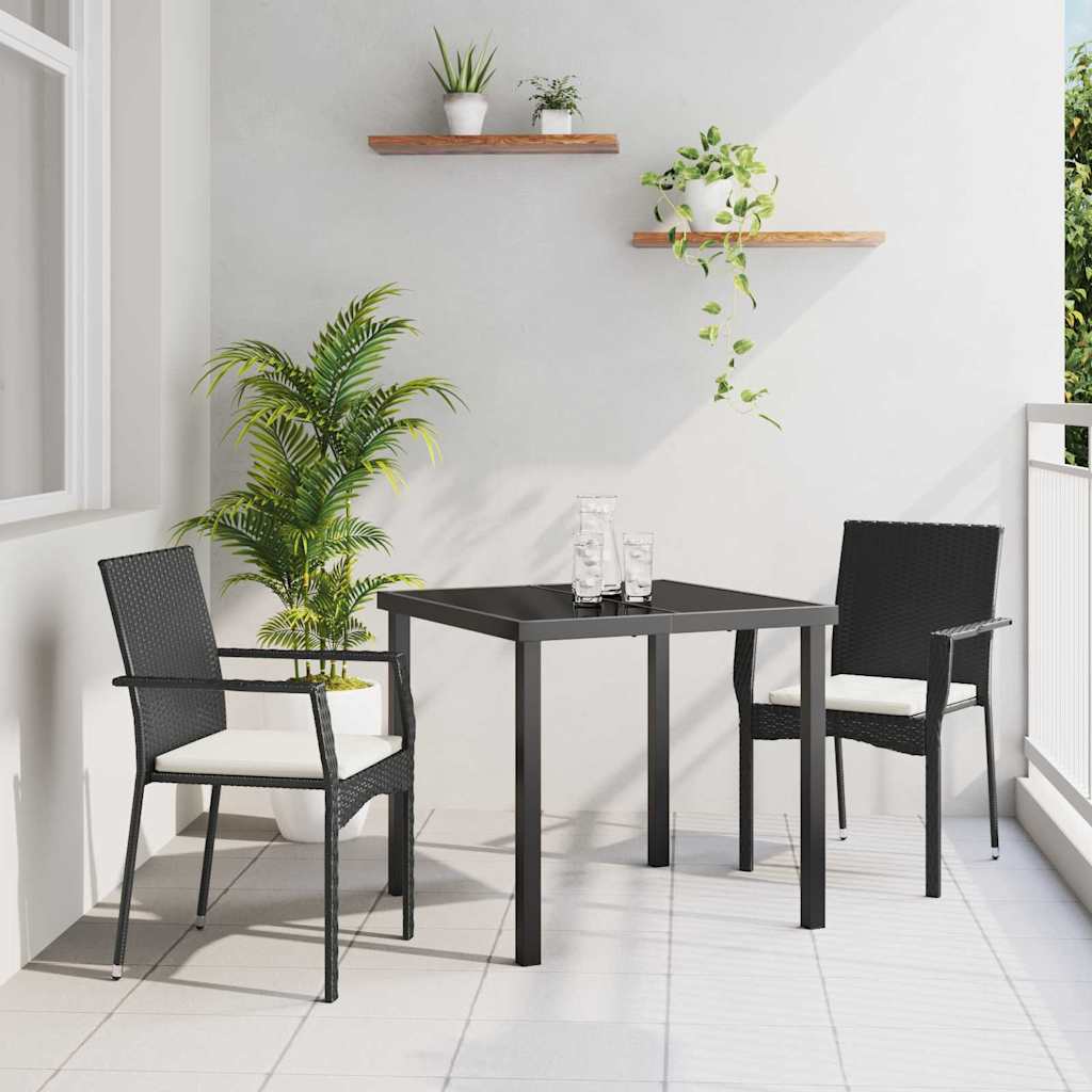 vidaXL Conjunto de Comedor de Jardín 3 uds. Negro ratán sintético
