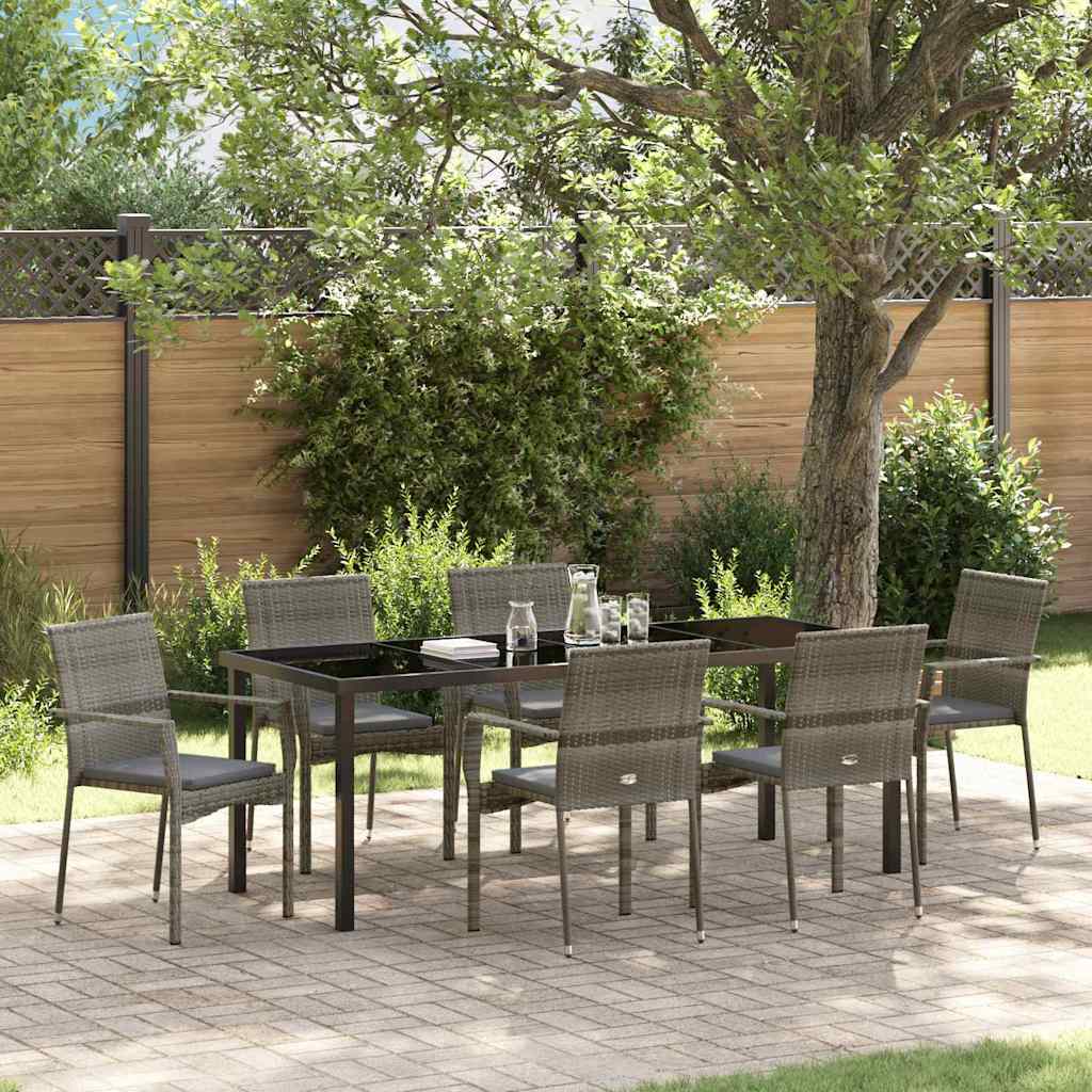vidaXL Conjunto de Comedor de Jardín 7 uds. Gris ratán sintético