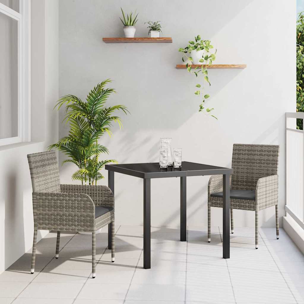 vidaXL Conjunto de Comedor de Jardín 3 uds. Gris ratán sintético