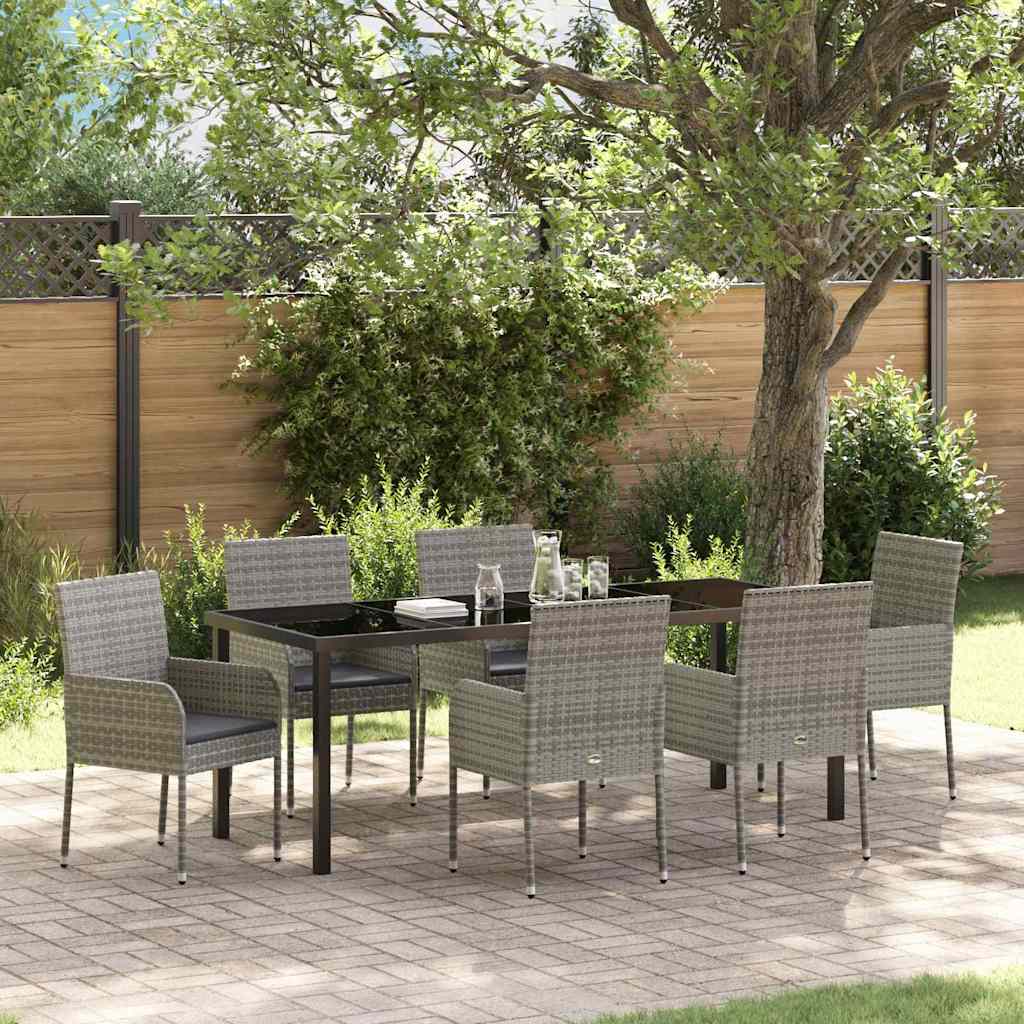 vidaXL Conjunto de Comedor de Jardín 7 uds. Gris ratán sintético