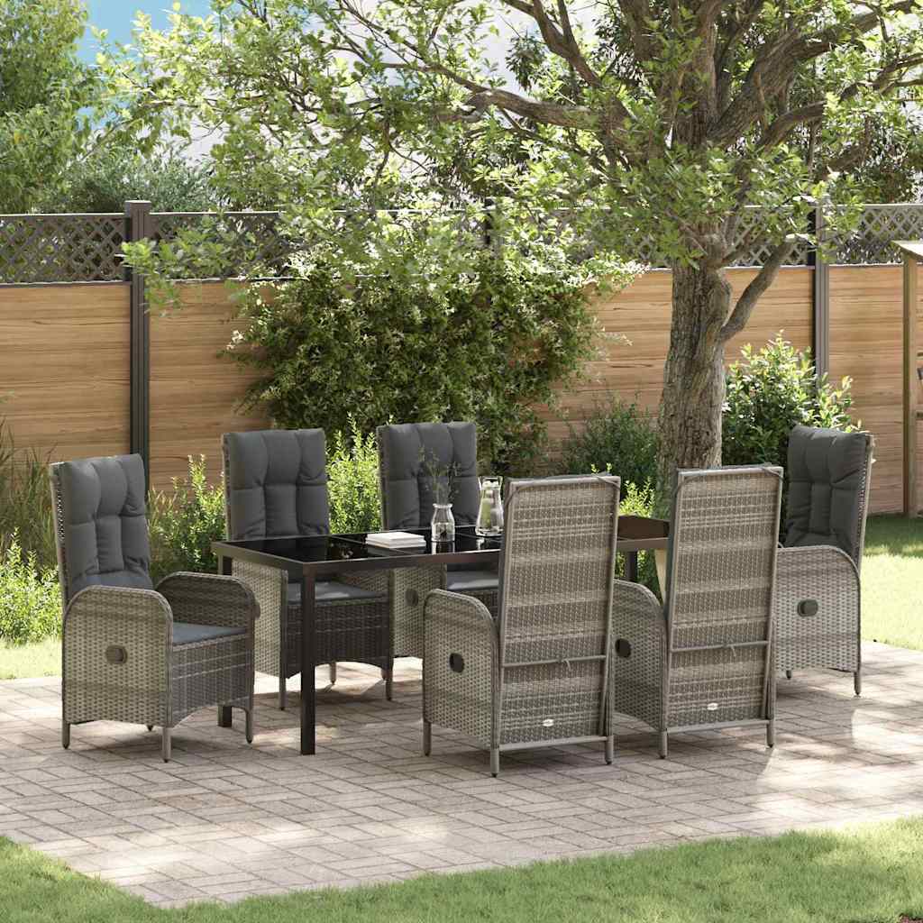 vidaXL Conjunto de Comedor de Jardín 7 uds. Gris ratán sintético