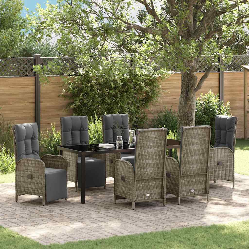 vidaXL Conjunto de Comedor de Jardín 7 uds. Gris ratán sintético