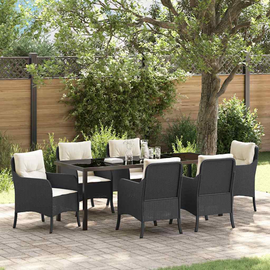 vidaXL Conjunto de Comedor de Jardín 7 uds. Negro ratán sintético