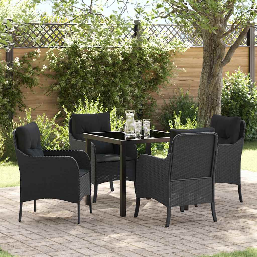 vidaXL Conjunto de Comedor de Jardín 5 uds. Negro ratán sintético
