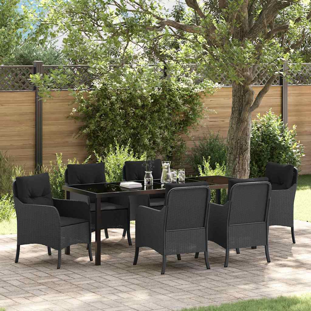 vidaXL Conjunto de Comedor de Jardín 7 uds. Negro ratán sintético