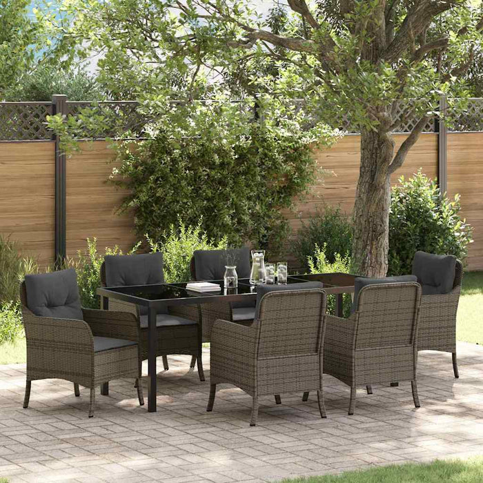 vidaXL Conjunto de Comedor de Jardín 7 uds. Gris ratán sintético