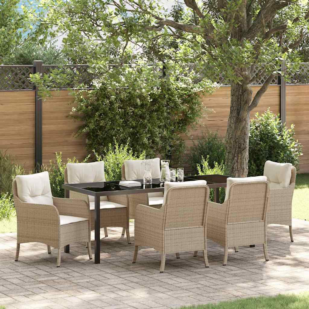 vidaXL Conjunto de Comedor de Jardín 7 uds. Beige ratán sintético