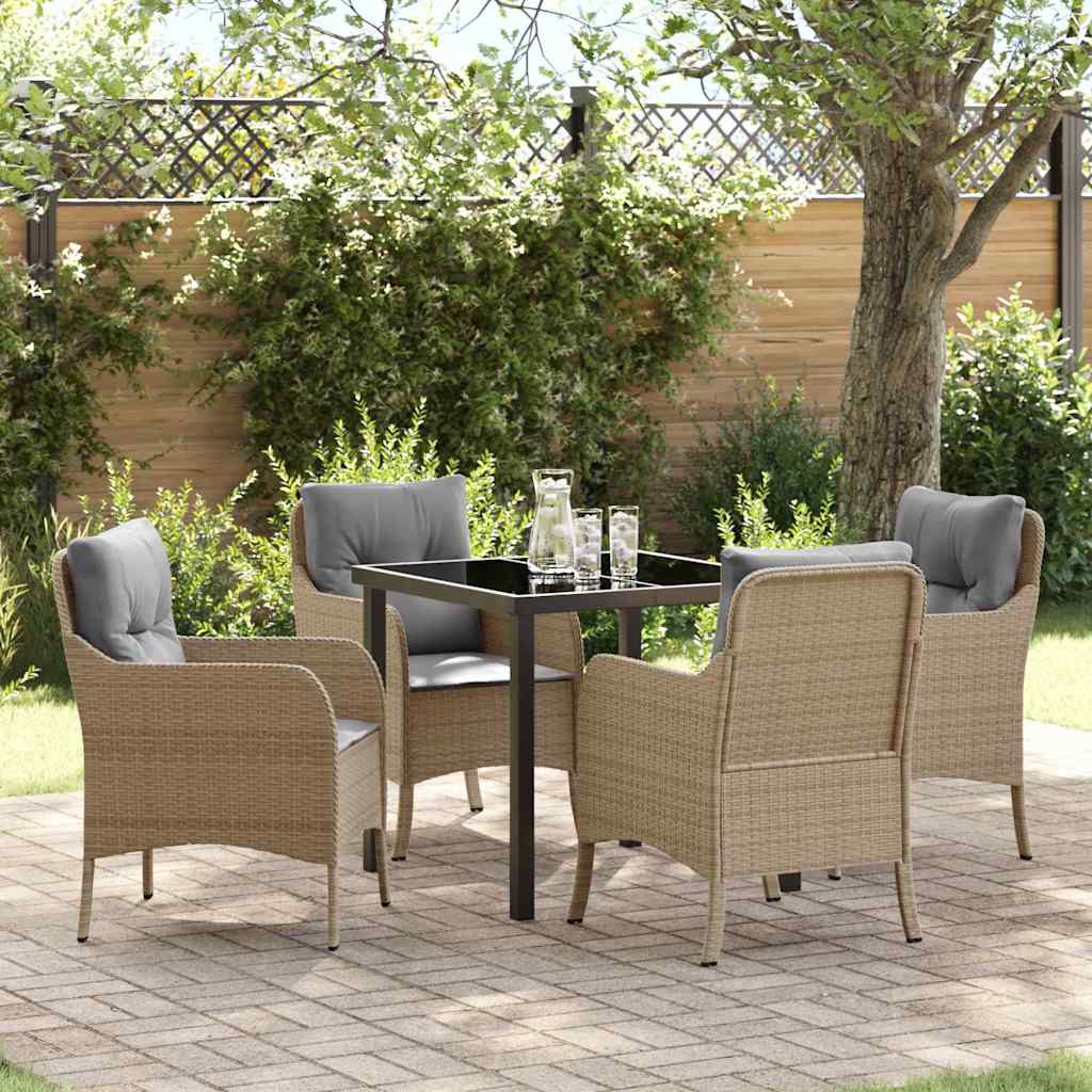 vidaXL Conjunto de Comedor de Jardín 5 uds. Beige ratán sintético