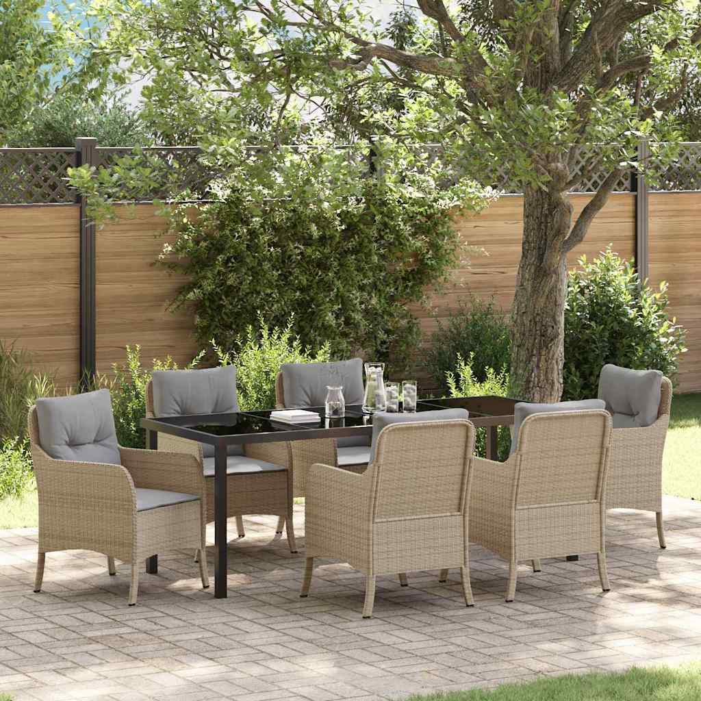 vidaXL Conjunto de Comedor de Jardín 7 uds. Beige ratán sintético