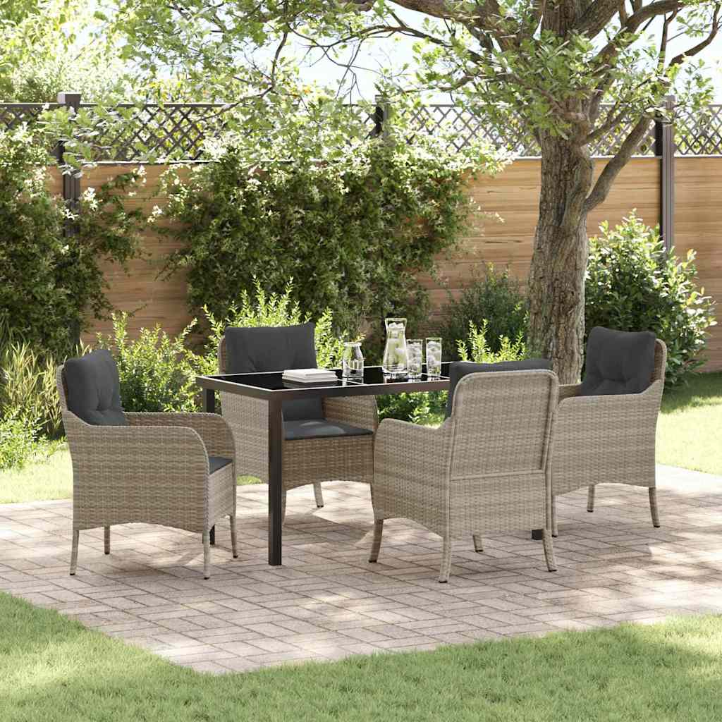vidaXL Conjunto de Comedor de Jardín 5 uds. Gris Claro ratán sintético