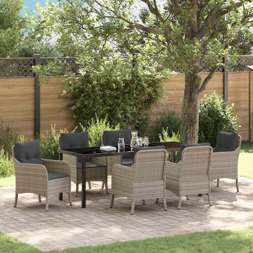 vidaXL Conjunto de Comedor de Jardín 7 uds. Gris Claro ratán sintético