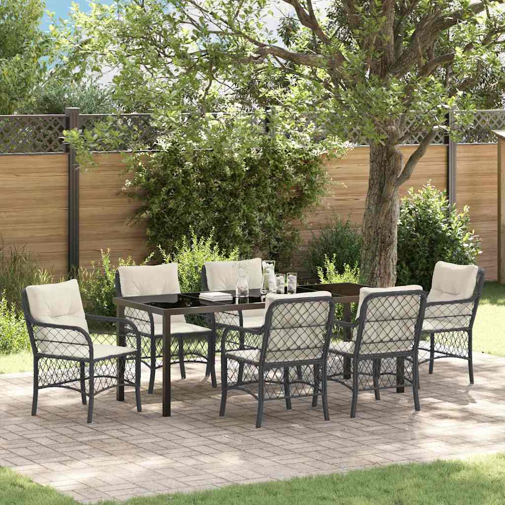 vidaXL Conjunto de Comedor de Jardín 7 uds. Negro ratán sintético