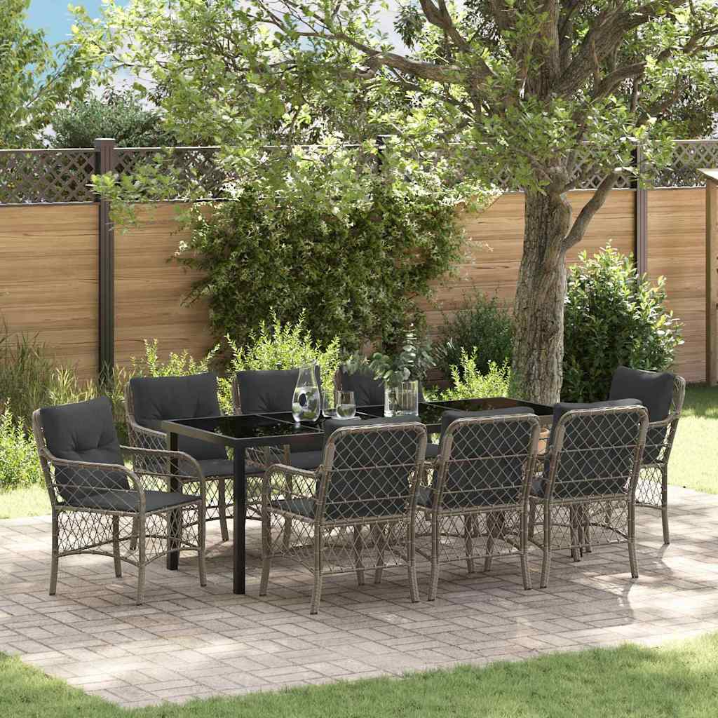 vidaXL Conjunto de Comedor de Jardín 9 uds. Gris ratán sintético
