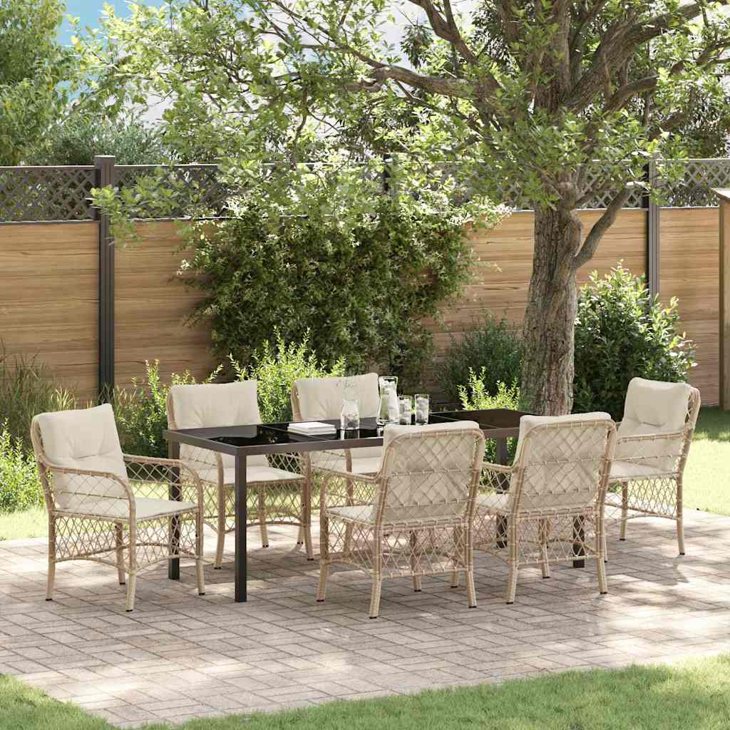 vidaXL Conjunto de Comedor de Jardín 7 uds. Beige ratán sintético