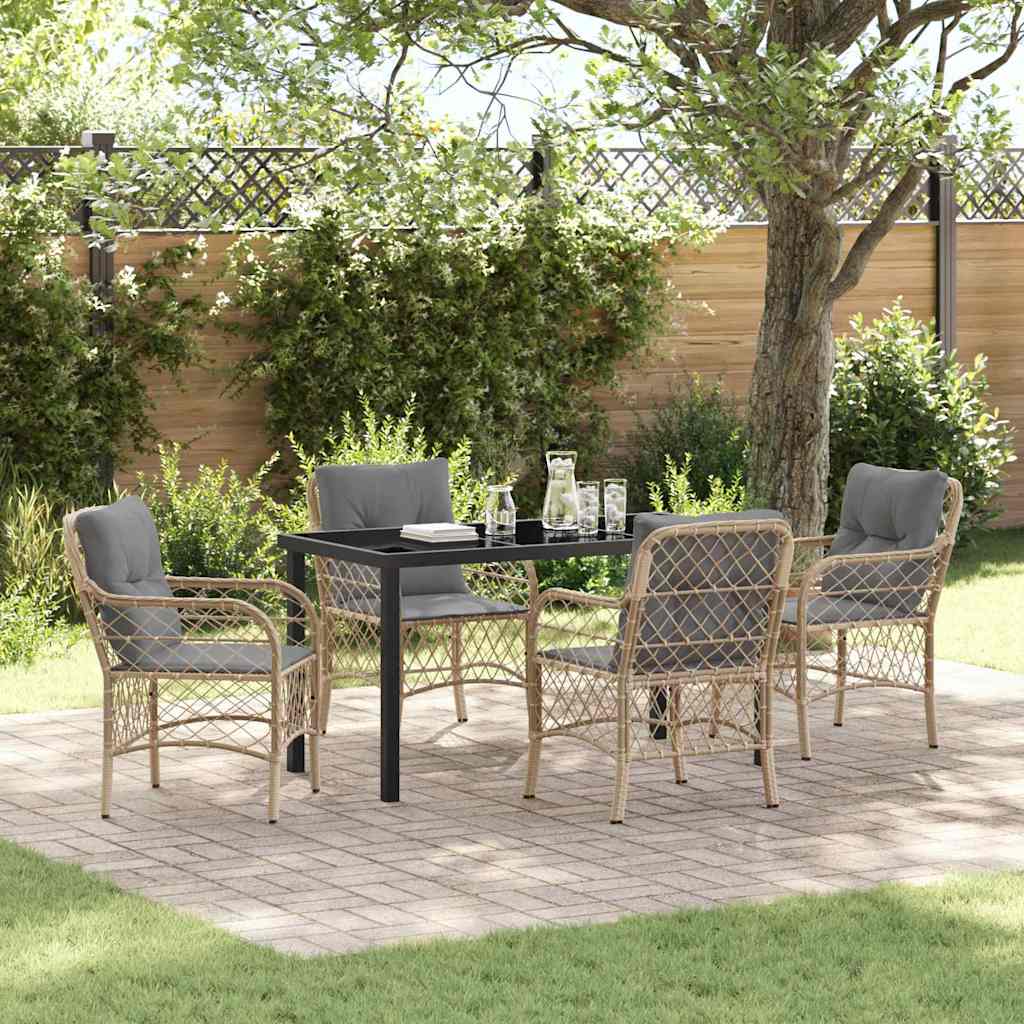 vidaXL Conjunto de Comedor de Jardín 5 uds. Beige ratán sintético