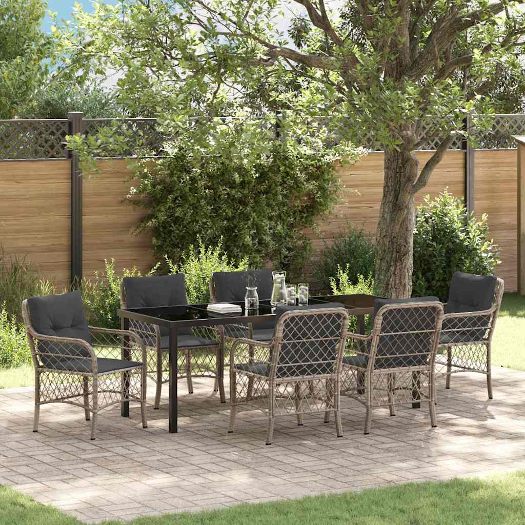 vidaXL Conjunto de Comedor de Jardín 7 uds. Gris Claro ratán sintético