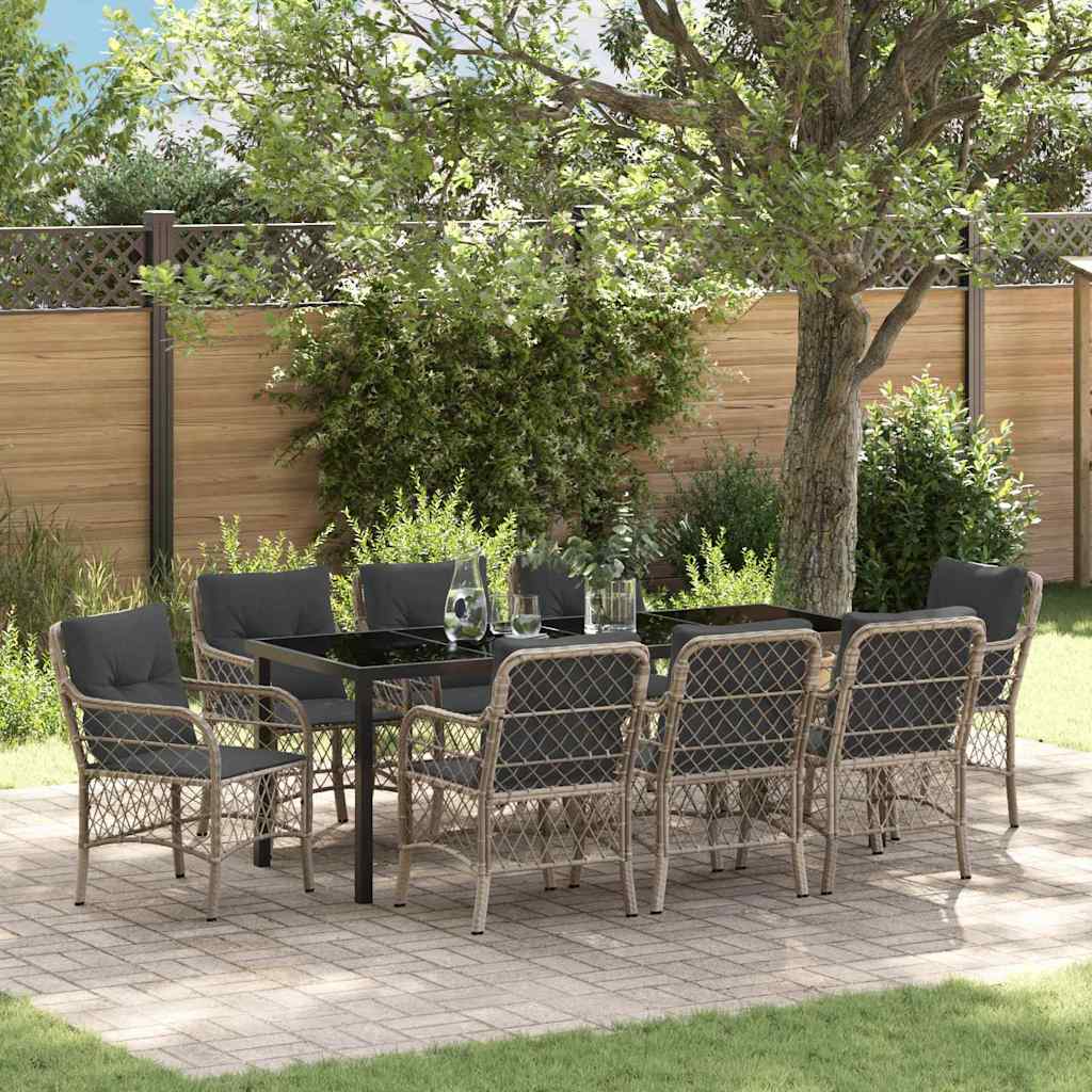 vidaXL Conjunto de Comedor de Jardín 9 uds. Gris Claro ratán sintético