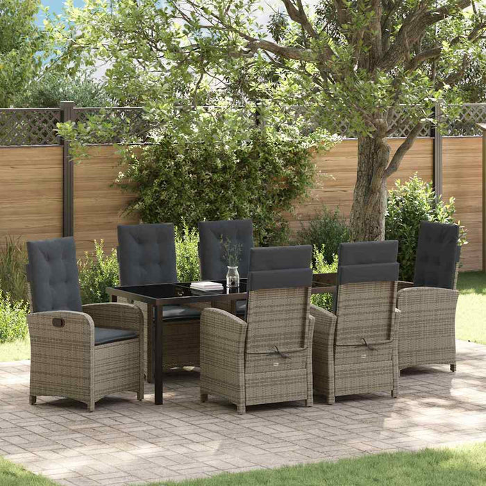 vidaXL Conjunto de Comedor de Jardín 7 uds. Gris ratán sintético