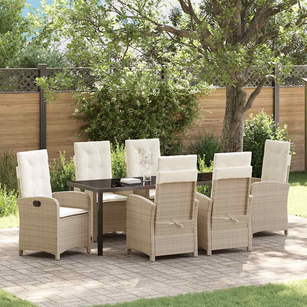 vidaXL Conjunto de Comedor de Jardín 7 uds. Beige ratán sintético