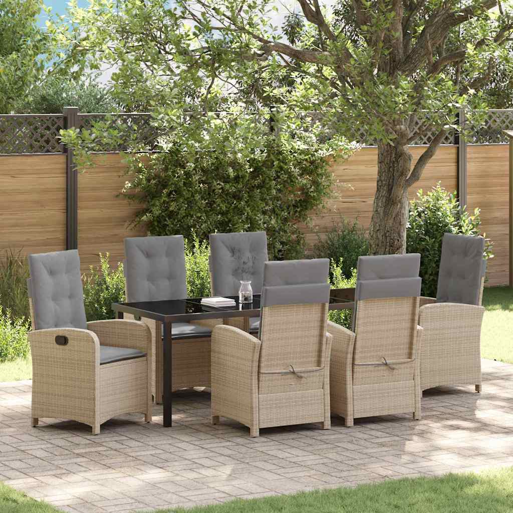 vidaXL Conjunto de Comedor de Jardín 7 uds. Beige ratán sintético