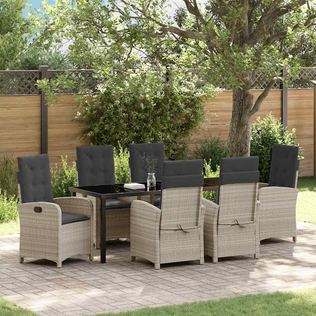vidaXL Conjunto de Comedor de Jardín 7 uds. Gris Claro ratán sintético
